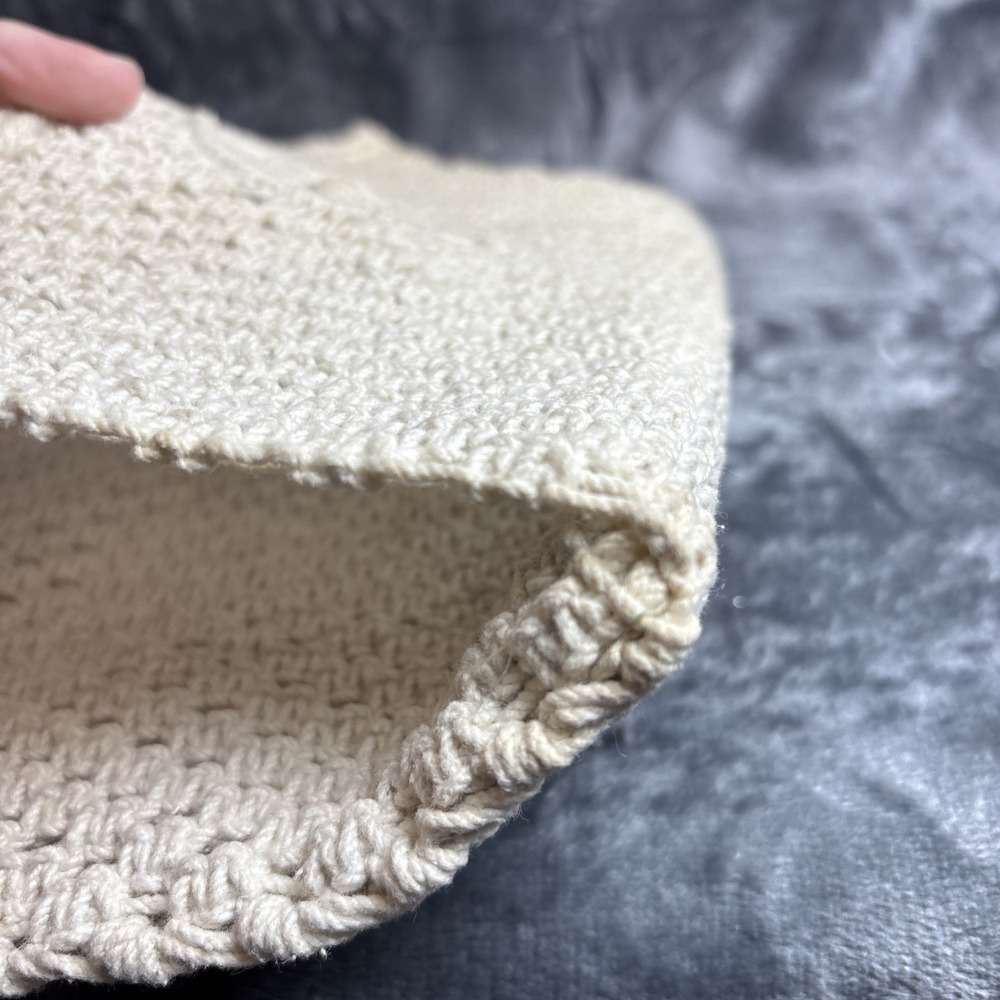Vintage Macrame Clutch Mister Ernest Cream Cotton Boho 70s Handbag Wallet - Picture 12 of 16